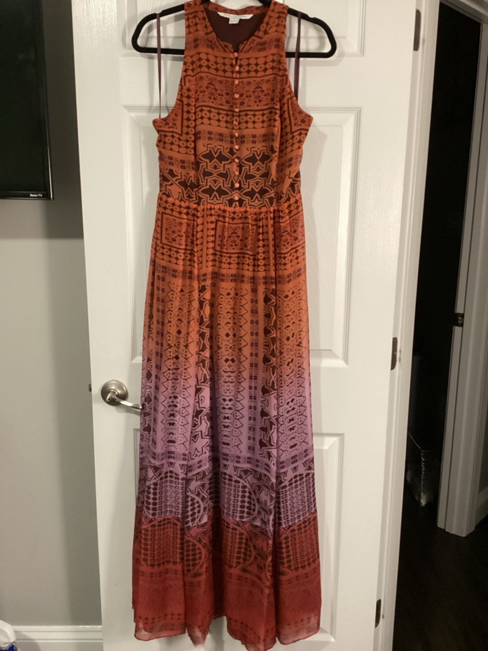 Diane Von Furstenberg Rust to Lavender Ombre Bohemian Festival Maxi Dress